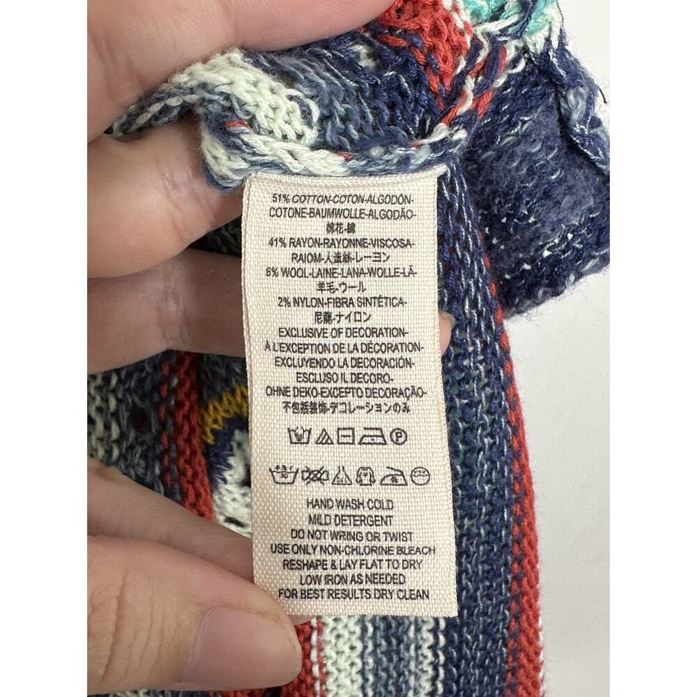 Free People Women’s Sweater Knit Rare Hearts Striped Blue Swing Tank Top Sz L - Picture 5 of 8